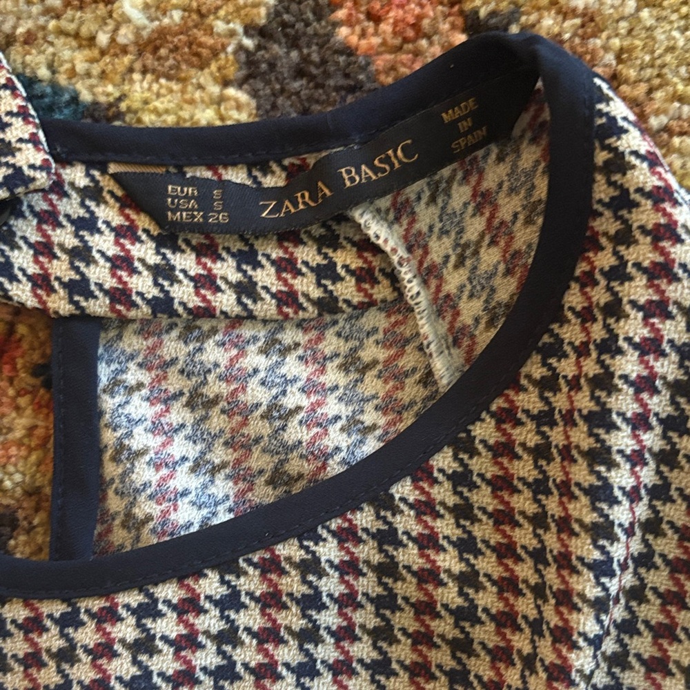 Zara Basic Multicolor Houndstooth Top - image 2